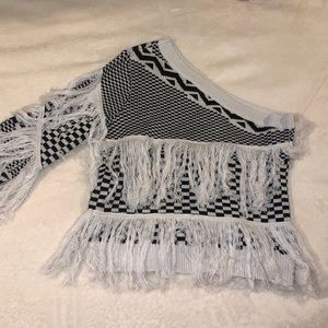 One shoulder printed sweater